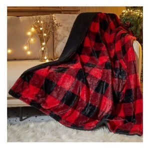 NWT Dearfoams Cozy Flannel Plush Buffalo Check Plaid Blanket Throw 50" x 60"